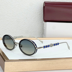 Gafas de Sol Redondas GG1661 con Marco Metálico en Degradado Azul Marrón, Adornos de Diamantes, Protección UV400, Estilo Urbano Unisex para Conducir - Product Image 2