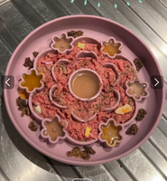 Tapis de léchage pour animaux de compagnie en silicone, motif chien mignon, nuage et tulipe, bol distributeur lent en forme de fleur avec ventouse