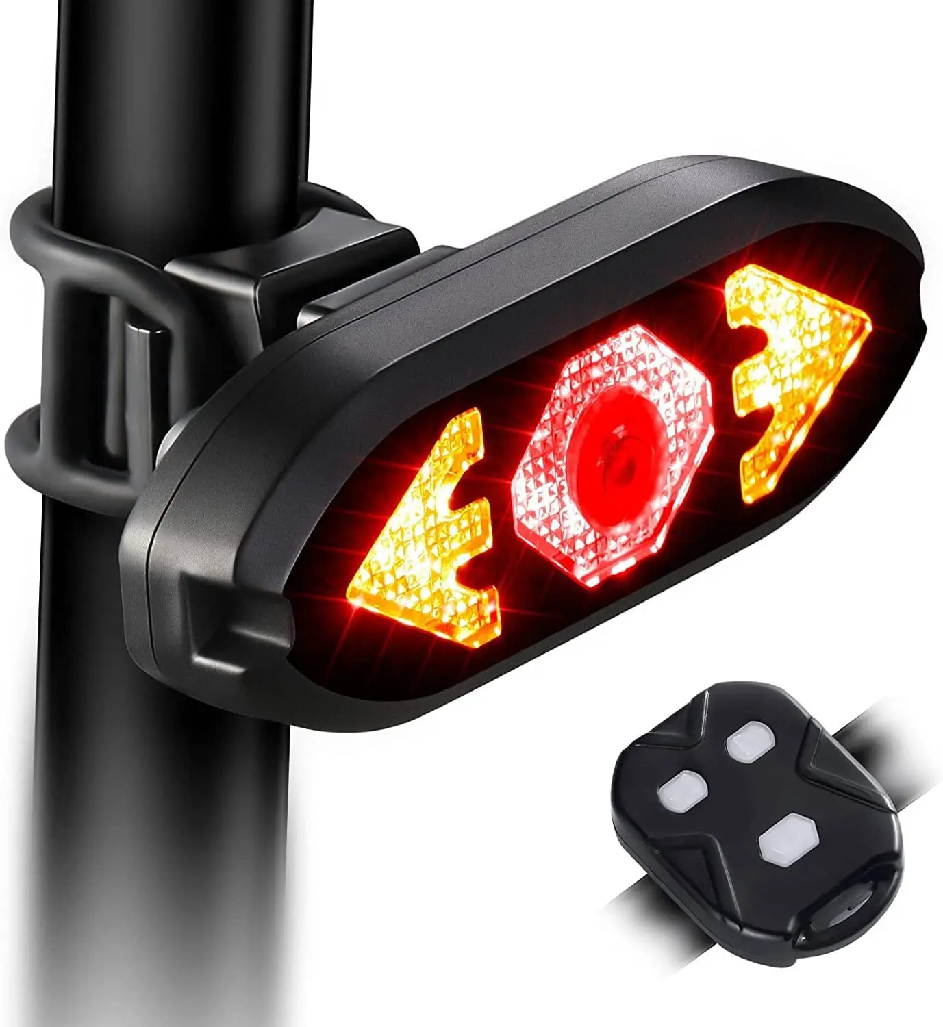 Nachtsicherheit Radfahren 5 Lichtmodi Fernbedienung Rundsignal USB wiederaufladbare LED Fahrradleuchte IPX4 Fahrrad-Rückleuchte