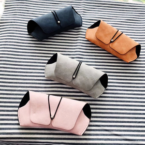 Étui à lunettes en cuir rétro simple, rectangulaire, portable, pour femmes, gris, orange, rose, bleu marine, 6-8,9 pouces - Product Image 1