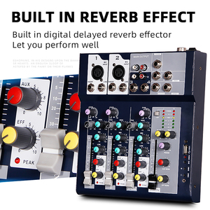 Console de mixage audio mini professionnelle 4 canaux avec interface USB, alimentation fantôme +48V pour enregistrement sur PC - Product Image 4