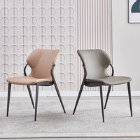 Chaise de salle à manger en cuir minimaliste moderne avec dossier de luxe léger, confort durable pour usage domestique