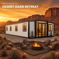 Maison conteneur extensible de 40 pieds, villa modulaire préfabriquée, maison mobile de luxe pour complexe hôtelier en bord de lac, glamping et vie en hôtel