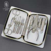 Juego de Herramientas de Manicura de Alta Gama Longhui, Alicates de Belleza para Recortar Uñas, Empaque Básico de 12 Piezas, Kit de Manicura