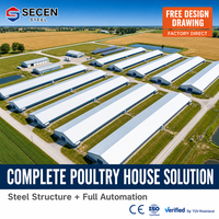 Bâtiment d'élevage avicole en acier à portée libre de grande capacité, kit de construction modulaire automatisé pour poulets de chair à grande échelle