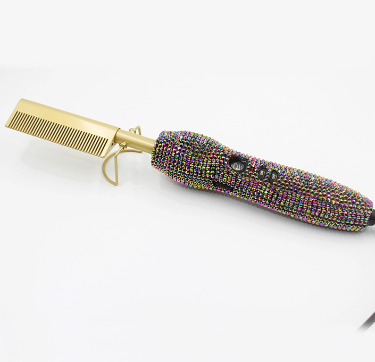 Rhinestone Embellished Hair Styling Hot Combs and flat irons Iridescent Crystal Amazon.com : DORISILK 480°F High Temp Hair Straightener and  main image 4