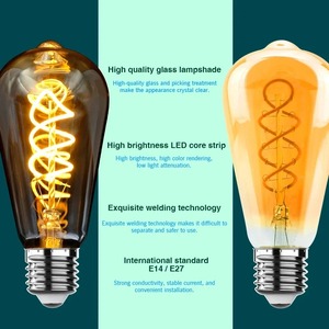 <span class=keywords><strong>Ampoule</strong></span> <span class=keywords><strong>LED</strong></span> Edison à <span class=keywords><strong>filament</strong></span> spiralé rétro E27 E14 4W AC220V en verre C35 G45 T45 A60 ST64 T225 G80 G95 G125 Lampe décorative vintage - Product Image 3