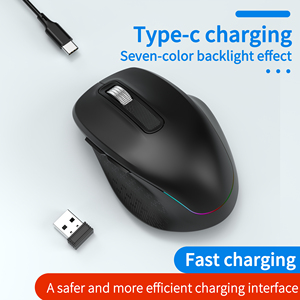 Ergonomic Right-Handed Wireless <b>Mouse</b> with RGB Backlight Rechargeable Optical <b>Mouse</b> <b>USB</b> Receiver for Desktop Tablet - Product Image 4