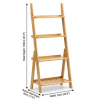 Étagère d'équerre moderne à 4 niveaux en bambou, bibliothèque peu encombrante avec rebord arrière pour la décoration du salon et de la chambre