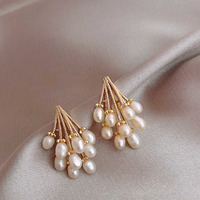 Boucles d'oreilles pendantes en or et perles de luxe pour femmes, style géométrique élégant, tendance, en alliage, bijoux tendance