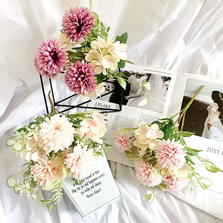 Seiden hortensie Bouquet Künstliche Blumen Günstige Blumen für Home Wedding Dekorative Blumen