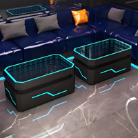 Table basse KTV TRUST Extend Infinitely Mirror avec lumière nocturne, carrée, en acier inoxydable, verre trempé, étanche, pour la maison et les entreprises