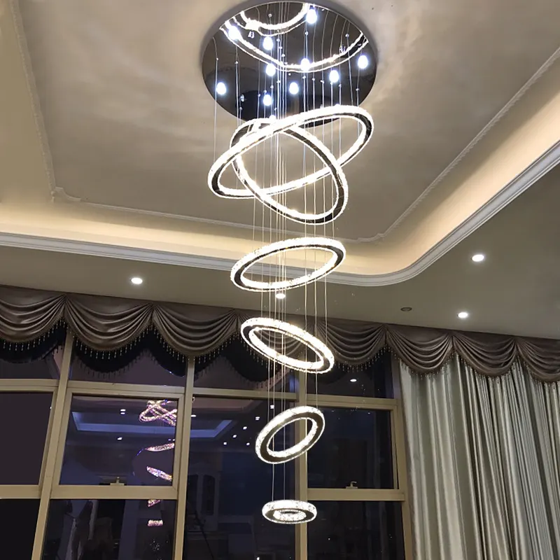 シャンデリア天井高級K9クリスタルリング照明アートシャンデリアホテルロビークリスタルランプ大型クリスタルシャンデリア
