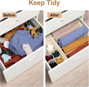 Organizador de múltiples compartimentos para ropa interior, organizador de almacenamiento de armario de Color de retales dobles, cajas de calcetines plegables de tela para ropa interior - Product Image 5
