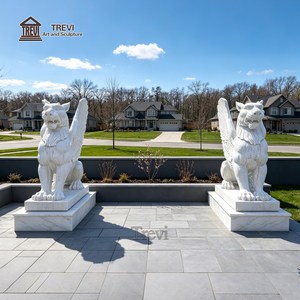 Statue de <span class=keywords><strong>griffon</strong></span> en pierre sculptée à la main TREVI, grande sculpture d'animal en marbre pour la décoration extérieure de l'entrée d'une villa - Product Image 2