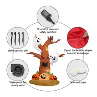 Décoration d'Halloween Gonflable Citrouille Arbre Lumineux LED Étanche pour Jardin, Fonctionnant sur Piles, Portable et Réutilisable pour Fêtes en Extérieur