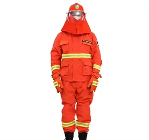 Uniforme de bombeiro, incluindo capuz, jaqueta à prova de fogo, calças, capacete, luvas, botas, equipamento de combate a incêndio