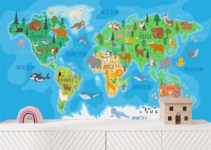 3D防水キッズルーム世界地図壁画かわいい動物プリント簡単な保育園の壁の装飾寝室ベビールーム屋内遊び場用 - Product Image 3