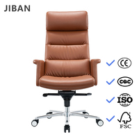 Chaise de direction ergonomique moderne en cuir à dossier haut avec fonction pivotante et hauteur réglable