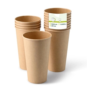 Gobelets à café en papier ondulé écologiques, marron intérieur, blanc extérieur, de taille moyenne, 250 ml (10 oz), Ø 80 mm, pour emporter - Product Image 1