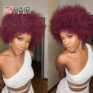Perruques courtes en dentelle frontale brésilienne GS Hair, perruque <span class=keywords><strong>afro</strong></span> bouclée crépue, couleur naturelle, Remy 1b #   Perruques en cheveux humains pour femmes noires - Product Image 5