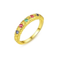 Bague vintage plaquée or 18 carats en argent S925 avec zircon coloré, bague en argent sterling 925 avec bande en filigrane