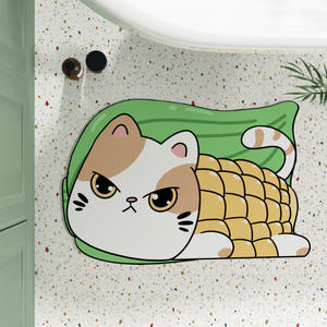 พรมเช็ดเท้ารูปการ์ตูนหมากะหล่ำปลี ทำจากเส้นใยโพลีเอสเตอร์ กันลื่น สำหรับห้องน้ำ ทางเข้าห้องน้ำ รูปทรงวงรีแบบกำหนดเอง - Product Image 3