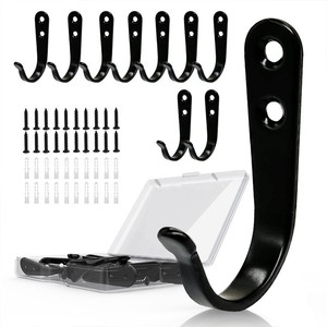 <b>Black</b> Wall Mounted Coat Hooks Durable Rectangle Shape Hardware Accessories for Cabinet <b>Wardrobe</b> Bathroom - Product Image 1