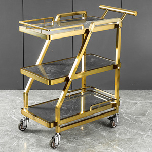 Chariot de service de luxe mobile multi-niveaux en acier inoxydable pour la livraison de repas en restaurant et <span class=keywords><strong>hôtel</strong></span>, haut de gamme, pour le vin (sans garantie) - Product Image 3