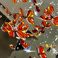Lustre en verre artistique haut de gamme sur mesure pour plafonds ultra hauts, style Tiffany, feuille d'érable, papillon, suspendu pour restaurants et hôtels