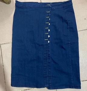 Gonne corte blu <span class=keywords><strong>cotone</strong></span> S-5XL da donna Sexy monopetto con bottone Jeans gonna Mini <span class=keywords><strong>sottoveste</strong></span> alla moda - Product Image 2