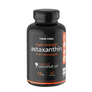 OEM Astraxanthin Softgel Suplemen Kesehatan, Softgel Astraxanthin 12 Mg Astraxanthin Softgel untuk Sistem Kekebalan Kulit