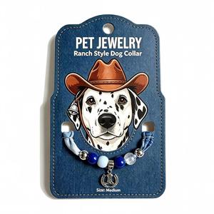 Collier pour chien style western cowboy, collier perlé avec pendentif cœur soleil et chaîne d'extension pour petits chiens - Product Image 4