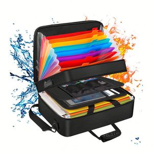 OEM Fireproof Waterproof <b>Document</b> <b>Bag</b> A4 Folder Organizer with 13 Compartments Expanding File Multilayer Black - Product Image 1