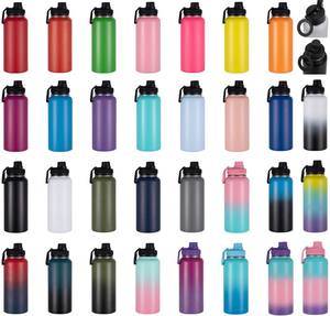 Toptan stoklanan 32oz sızdırmaz paslanmaz çelik eko spor su şişeleri ile degrade renkler toz kaplı yılbaşı hediyeleri - Product Image 1