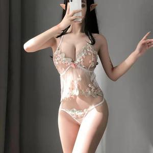 Women's Temptation <strong>Perspective</strong> on Mesh Embroidery Three Point Romantic Bride Princess Dress Sexy Suit Sexy Underwear - Product Image 1