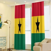 Rideau occultant imprimé drapeau national du Ghana, en polyester satiné, impression numérique, anti-UV, draperie de fenêtre recyclable