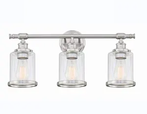 3-Lights Bathroom Light Fixtures clear Glass Brushed Nickel Finish Vanity Lighting Bath Wall Mount Lamp Kitchen Living Room