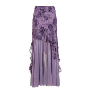 กระโปรงมิดิทรงเอไลน์แบบไม่สมมาตร ดีไซน์จับจีบ แต่งระบายช่วงเอว ลายเรียบ ผ้าถัก ซักได้ เหมาะสำหรับฤดูใบไม้ร่วง - Product Image 6