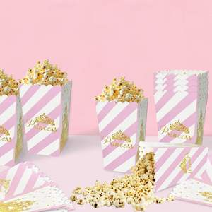 MOAXMOA-Cajas de papel temáticas de princesas de oro rosa para baby shower, decoración para fiestas de cumpleaños, 24 piezas - Product Image 5