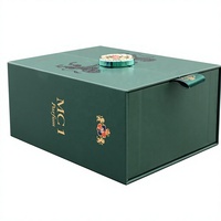 Boîte d'emballage de parfum vert émeraude de luxe, boîte cadeau rigide à double ouverture avec insert en mousse de velours pour emballage cadeau