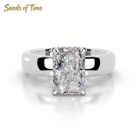 Bague moderne en argent 925 avec moissanite ovale de trois carats, profil solitaire, production OEM pour femmes