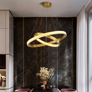 Nuovo Design acrilico oro anello camera da letto soffitto illuminazione a sospensione moderno lampadario rotondo di lusso per la cucina - Product Image 4