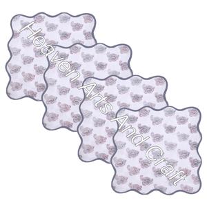 100% Cotton Dinner Table Scallop Napkins Set 100% Cotton Made Premium Quality Table Napkin Hem Stitch Indian Hand Block Printed - Product Image 2