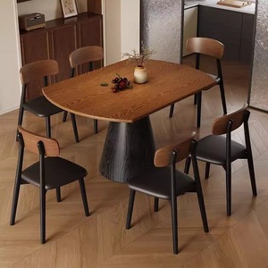 Mesa de comedor ovalada extensible de madera maciza convertible de redonda a cuadrada multiusos para comedor - Product Image 1