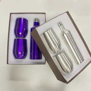 Multiple colors stock stainless steel 12oz 17oz double walled thermal vacuum insulated Wine tumbler set with gift box