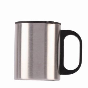 Tasse à café sculptée en acier inoxydable 304 à double paroi avec couvercle et design isolé - Product Image 1