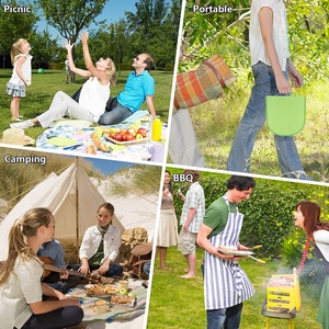 Picknick Besteck Kit Besteck Organizer Teller Messer Gabel Löffel Öffner Besteck Set Reise Camping Utensilien 2er Set mit Tasche - Product Image 3