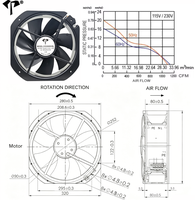 Ventilador Axial Industrial 28080 AC, 280x280x80mm, 110V 220V 380V, Negro/Plateado, Aleación de Aluminio, para Equipos Industriales