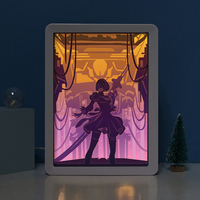 Jeux Nier Automata boîte à lumière découpée en papier, décoration de la maison lampe LED veilleuse cadeau personnalisé ASB cadre photo en plastique